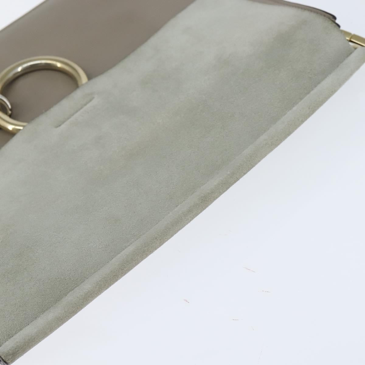 Chloe Faye Leather And Suede Gray Leather Shoulder Bag Bag (Pre-Owned)
