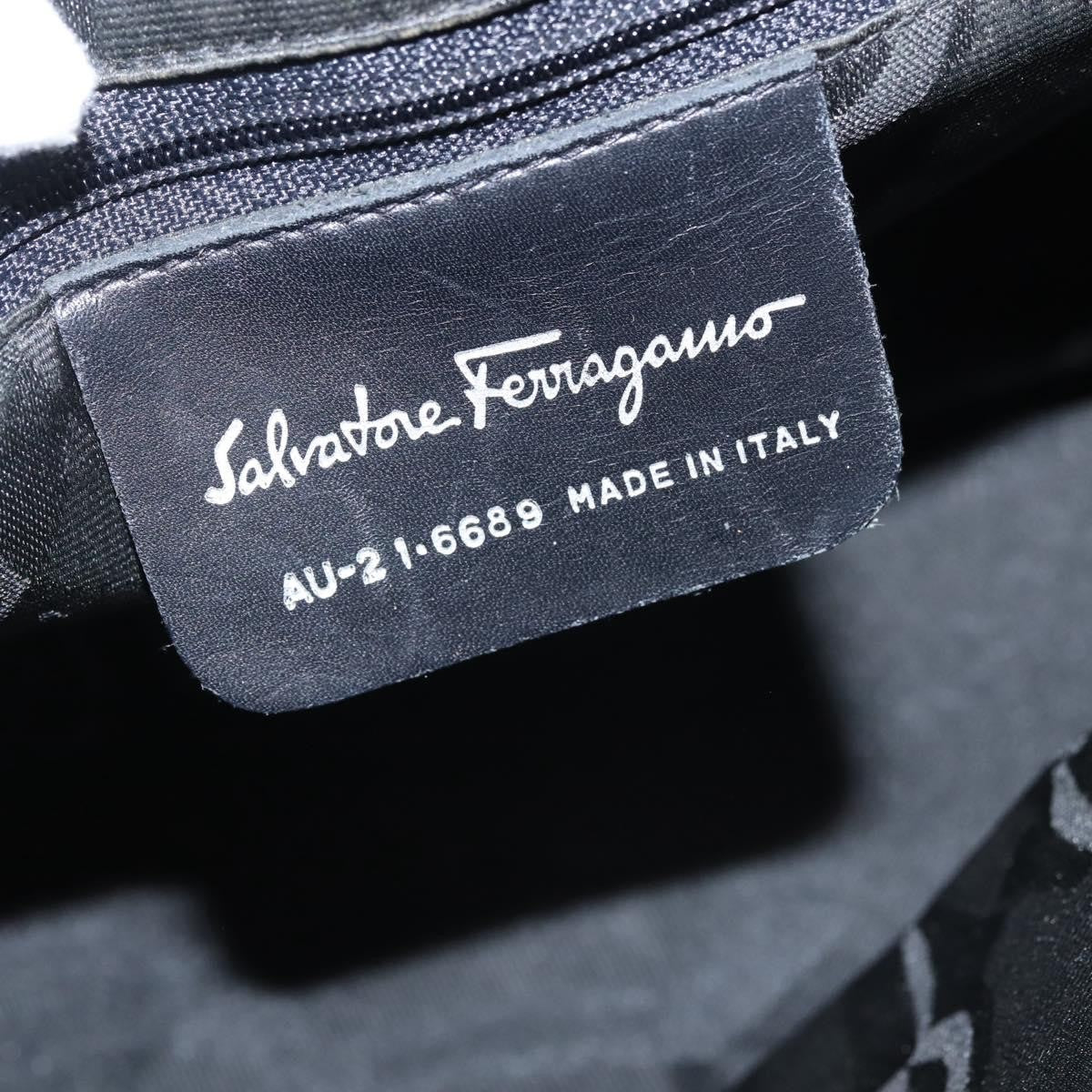Salvatore Ferragamo Vala Canvas Black Canvas Handbag (Pre-Owned)