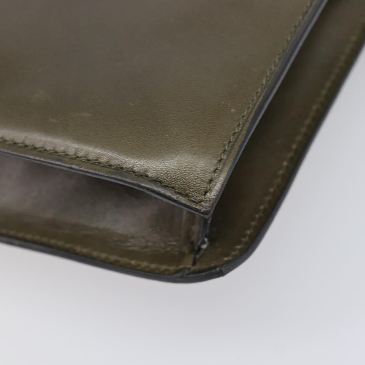 Celine Shoulder Leather Khaki Leather Shoulder Bag Bag (Pre-Owned)