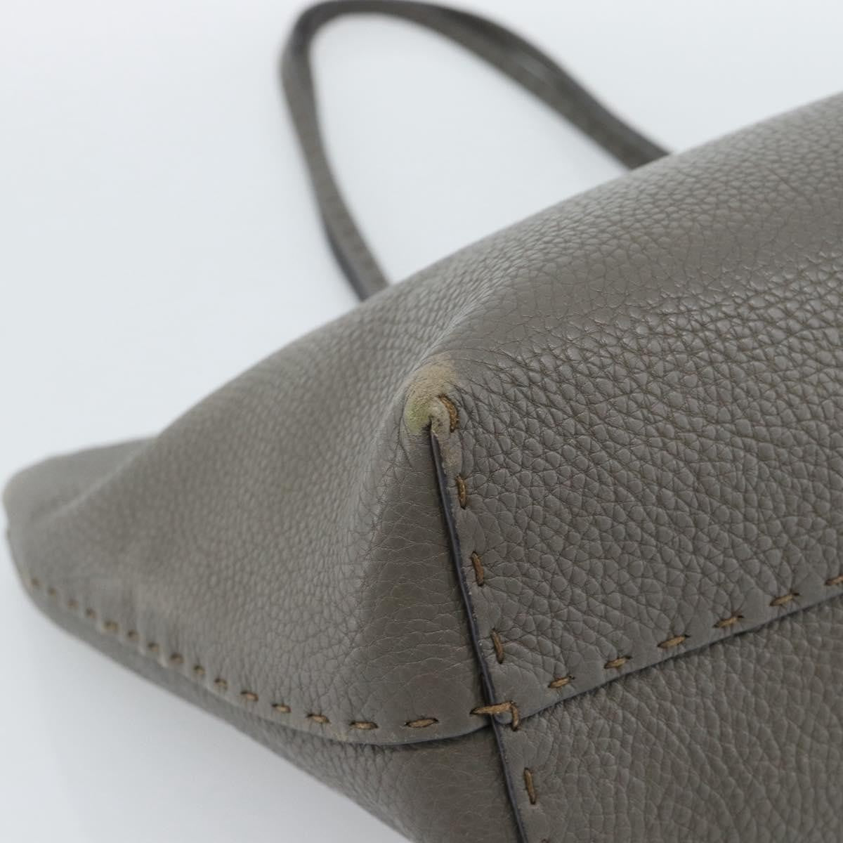 Fendi Selleria Carla Leather Gray Leather Tote Bag Bag (Pre-Owned)