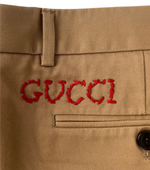 Gucci Mens Saturn Brown Military Cotton Drill Pants Embroidered Logo EU 48 / US 32