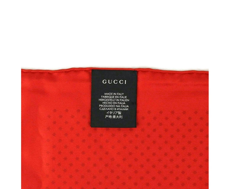 Gucci Women's Red Silk With Gold Star Print And "GUCCY" Logo Scarf 519591 6500
