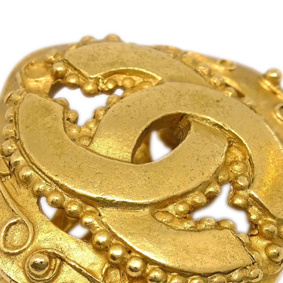 Chanel Cc Rhombus Clip-On Metal Gold Gold_Plated Earrings Jewelry (Pre-Owned)