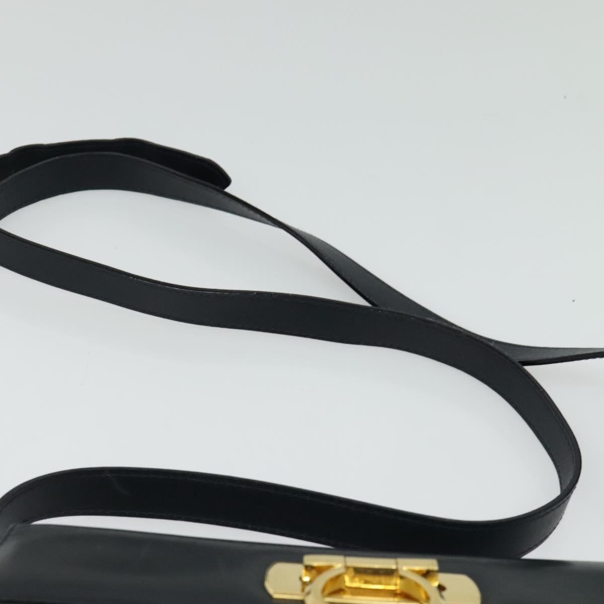 Salvatore Ferragamo Gancini Leather Navy Leather Shoulder Bag Bag (Pre-Owned)