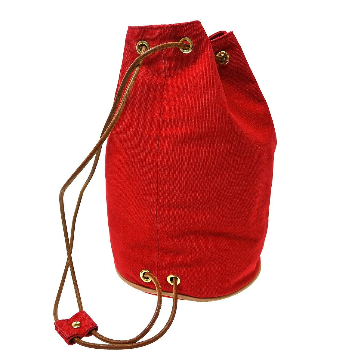 Hermes Polochon Drawstring Cotton Red Cotton Backpack Bag (Pre-Owned)