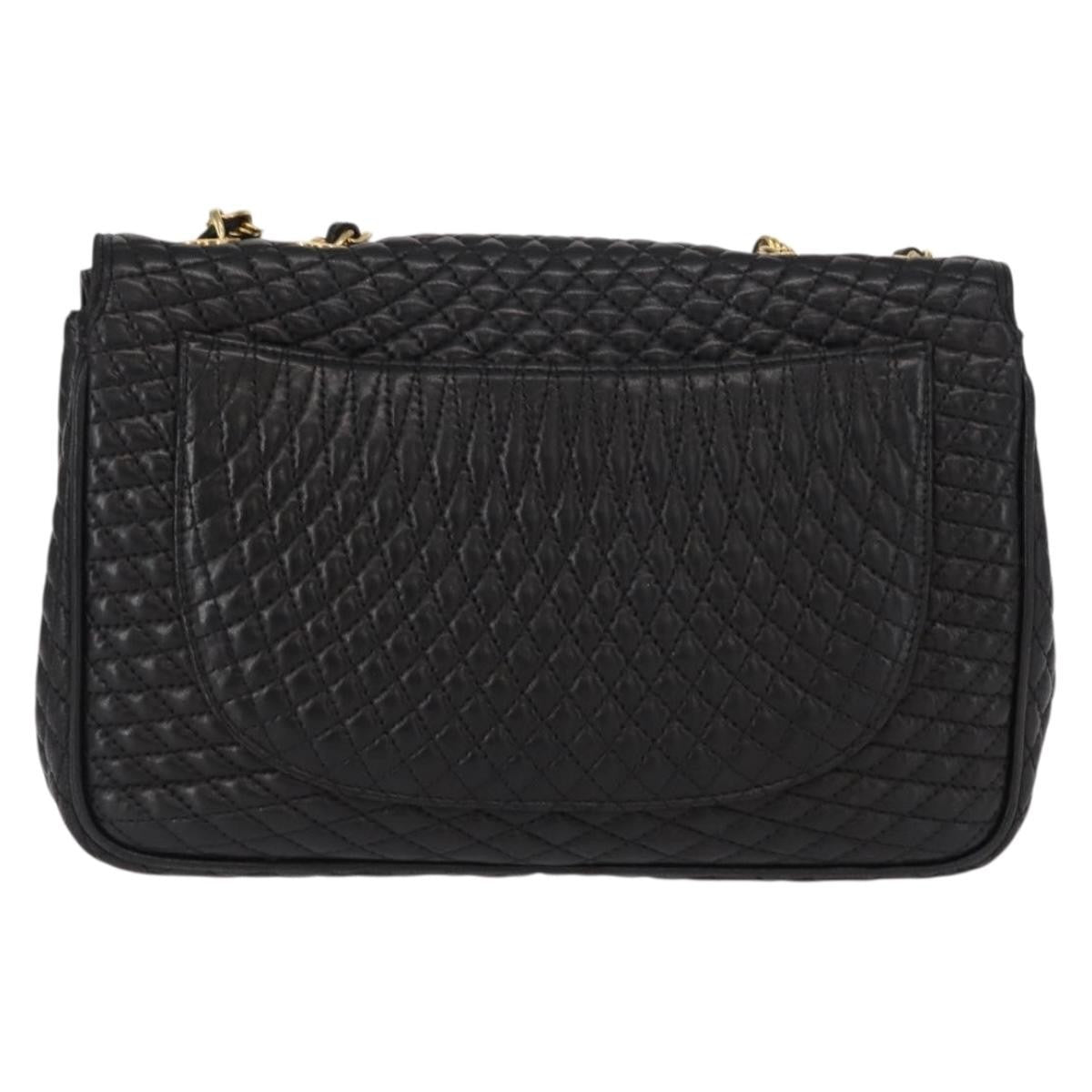 Bally Vintage Chain Quilted Leather Black Leather Shoulder Bag Bag (Pre-Owned)