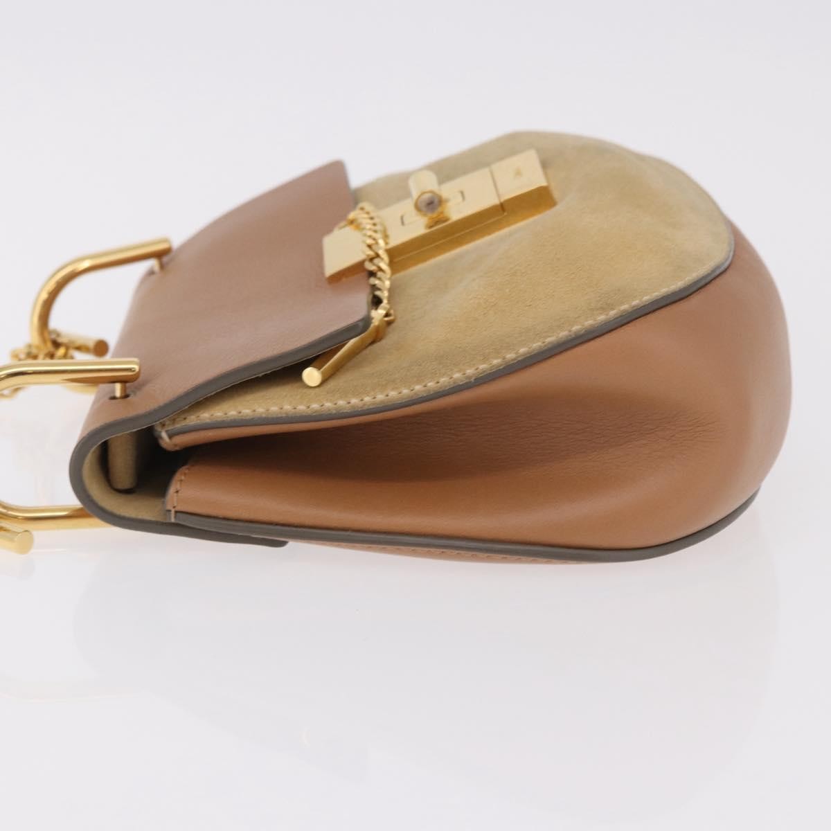 Chloe Drew Shoulder Leather Beige Suede Handbag (Pre-Owned)