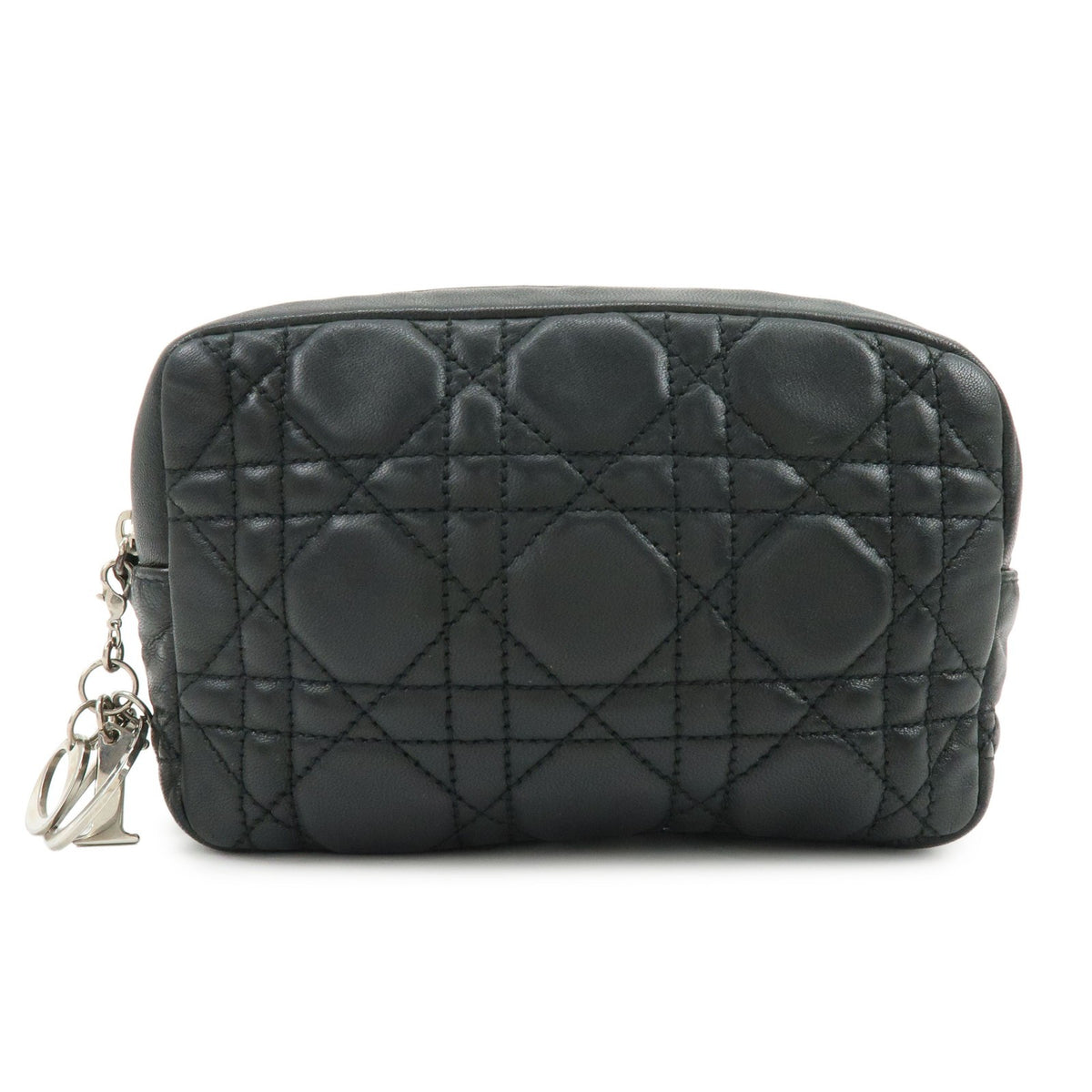 Christian Dior Lady Dior Cannage Quilt Leather Black Leather Wallets Accessory (Pre-Owned)