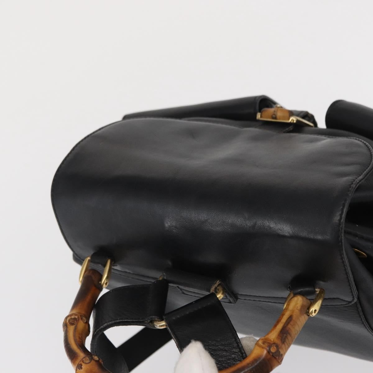 Gucci Vintage Bamboo Leather Black Leather Backpack Bag (Pre-Owned)