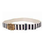 Gucci Men's Navy / White Fabric Brass Anchor Buckle Striped Belt 375191