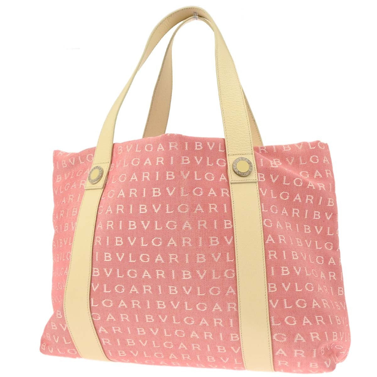 Bvlgari Logomania Canvas Pink Canvas Tote Bag Bag (Pre-Owned)