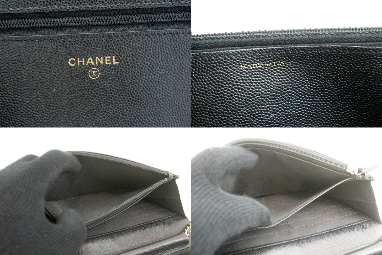 Chanel Boy Wallet On Chain Quilted Caviar Black Calfskin Wallets Accessory (Pre-Owned)