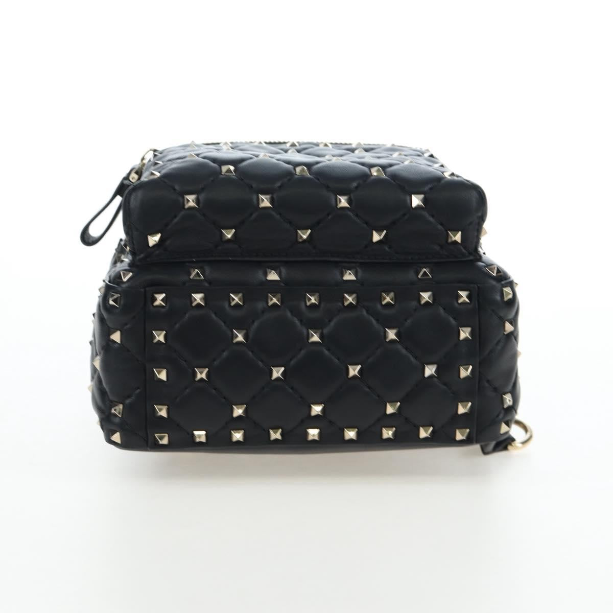 Valentino Garavani Rockstud Spike Quilted Leather Black Leather Backpack Bag (Pre-Owned)