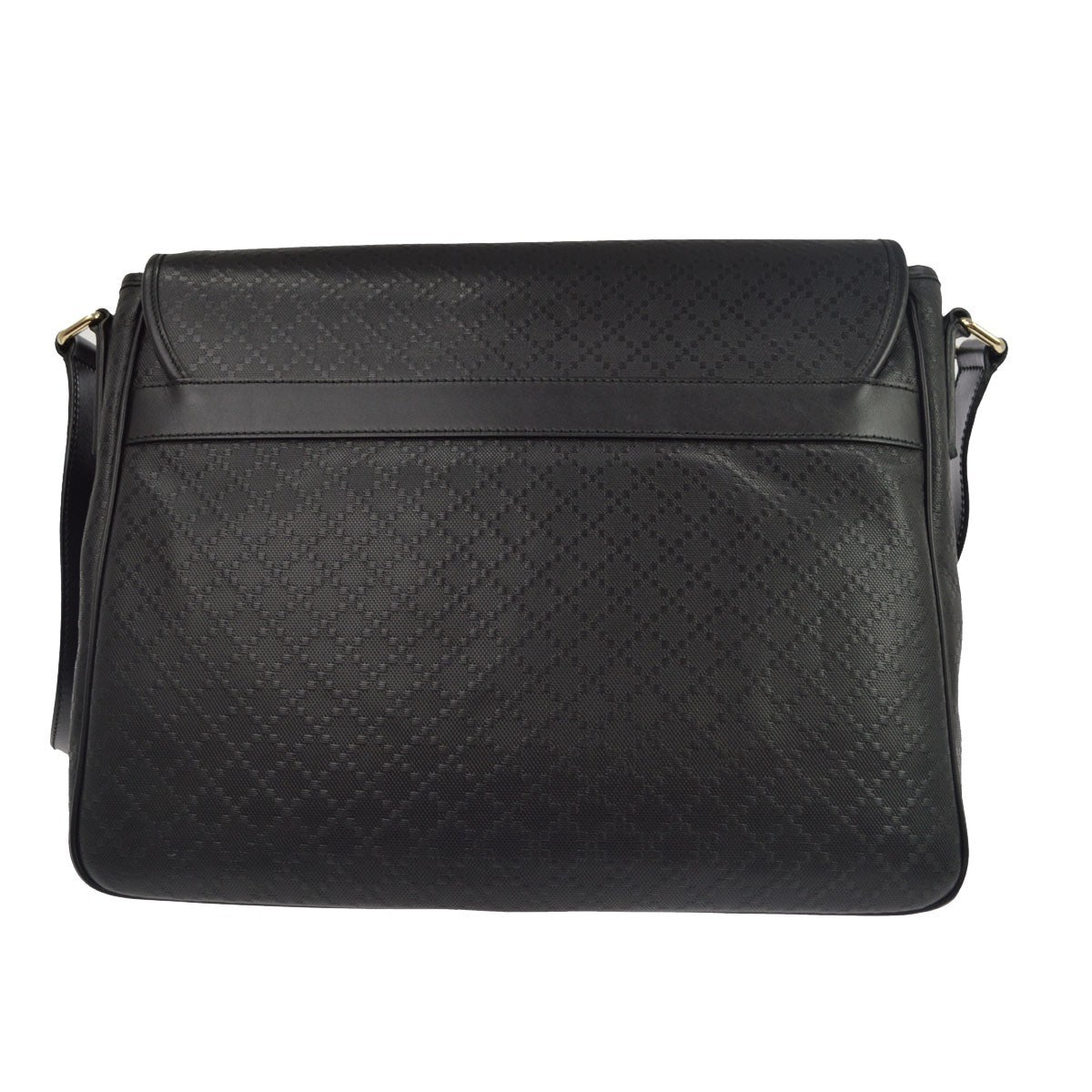 Gucci Lux Flap Messenger Diamante Leather Black Leather Shoulder Bag Bag (Pre-Owned)