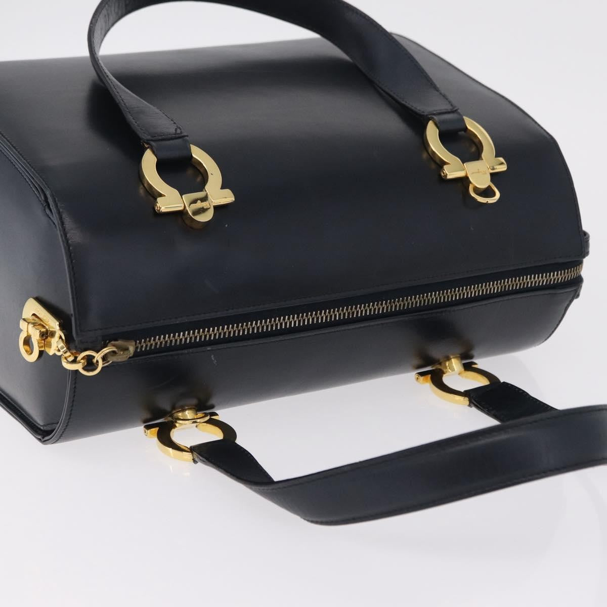 Salvatore Ferragamo Gancini Leather Navy Leather Handbag (Pre-Owned)