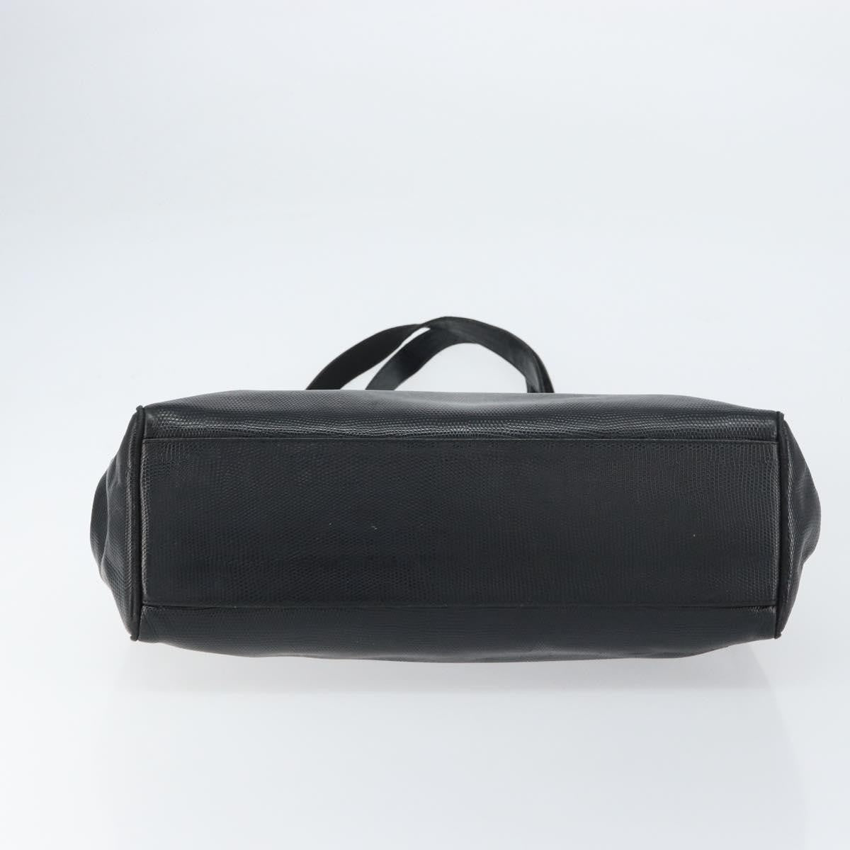 Salvatore Ferragamo Vintage Vara Bow Lizard Embossed Leather Black Leather Tote Bag Bag (Pre-Owned)