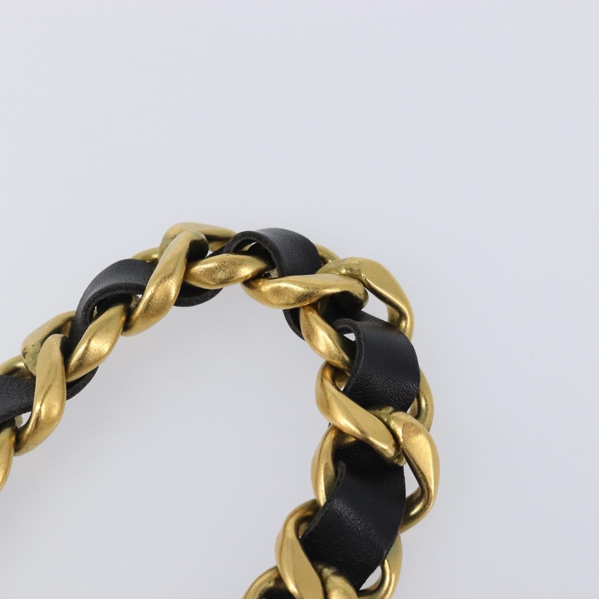 Chanel Vintage Chain Belt Metal And Leather Black Leather Belts Accessory (Pre-Owned)