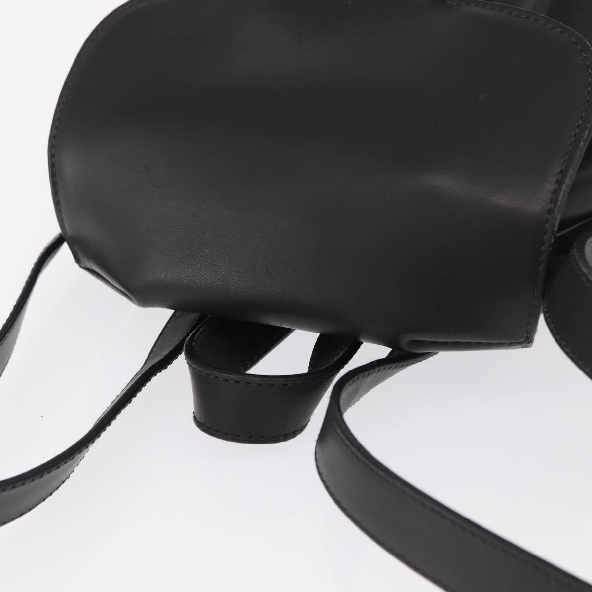 Salvatore Ferragamo Gancini Flap Drawstring Leather Black Leather Backpack Bag (Pre-Owned)