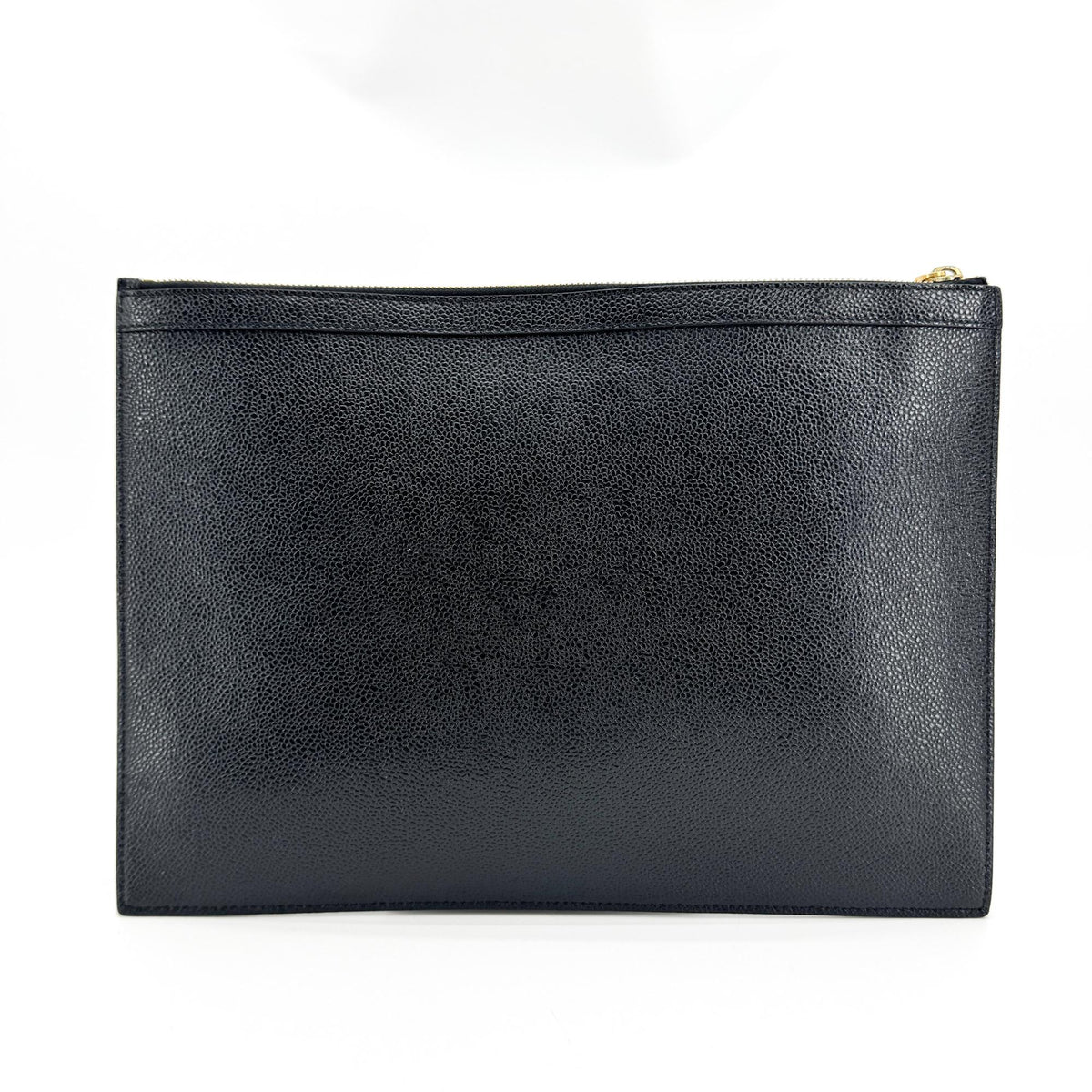 Thom Browne Zip Document Holder Leather With Applique Black Leather Briefcase Bag (Pre-Owned)