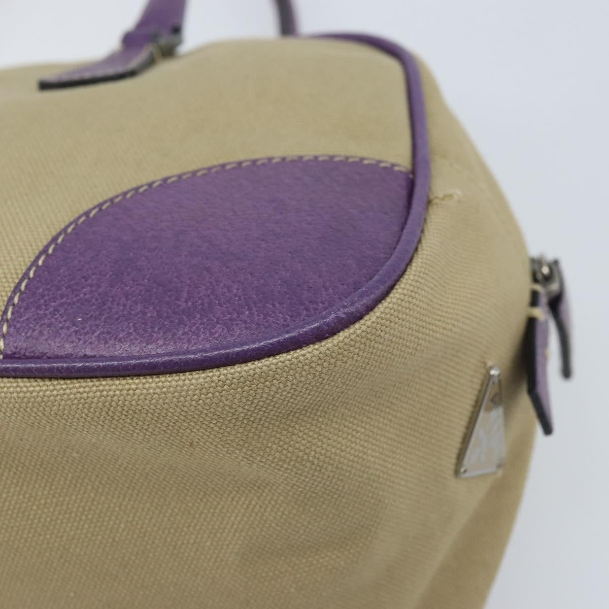 Prada Bowler Canvas With Leather Beige Canvas Shoulder Bag Bag (Pre-Owned)