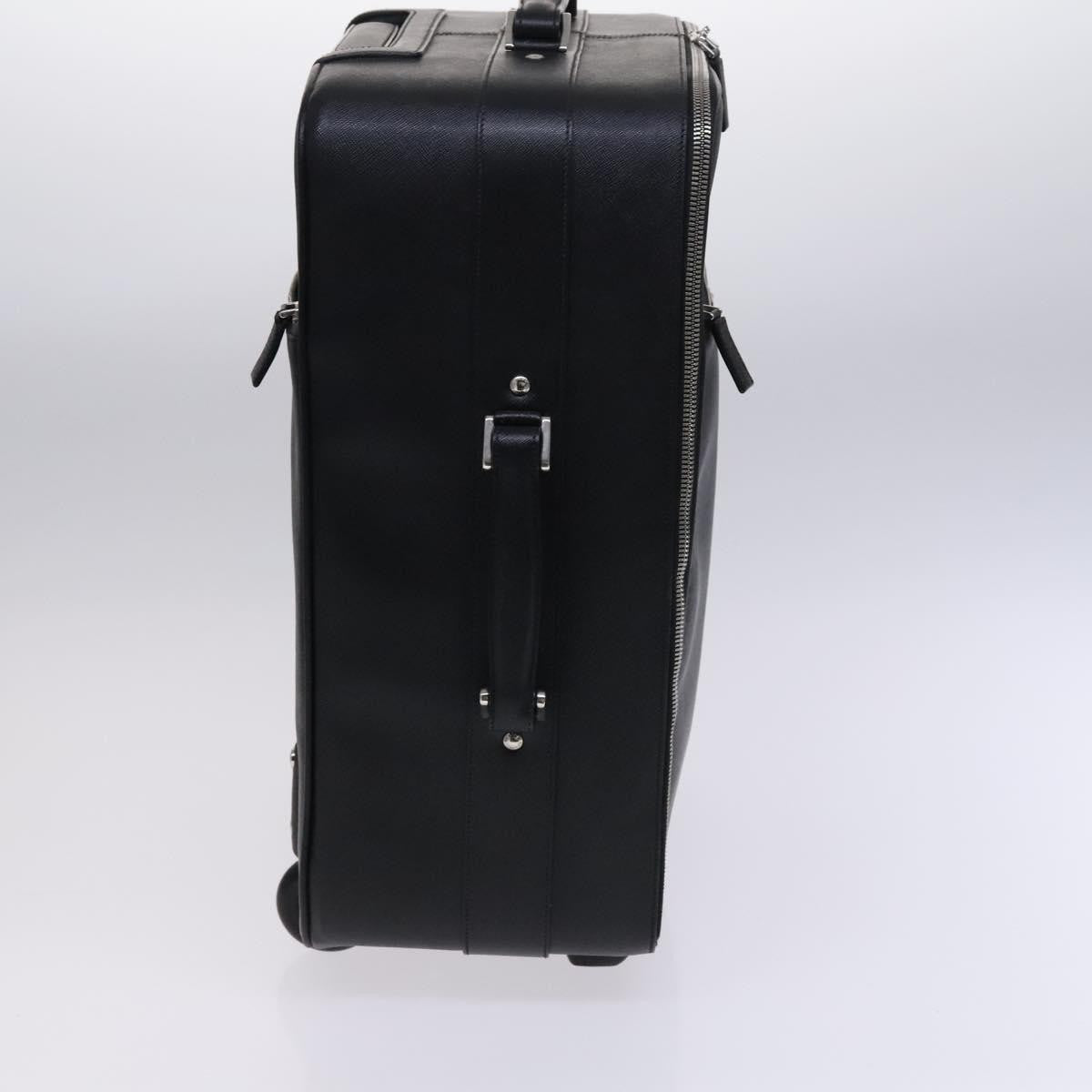 Prada Expandable Front Zip Boston Tessuto Black Leather Travel Bag Bag (Pre-Owned)