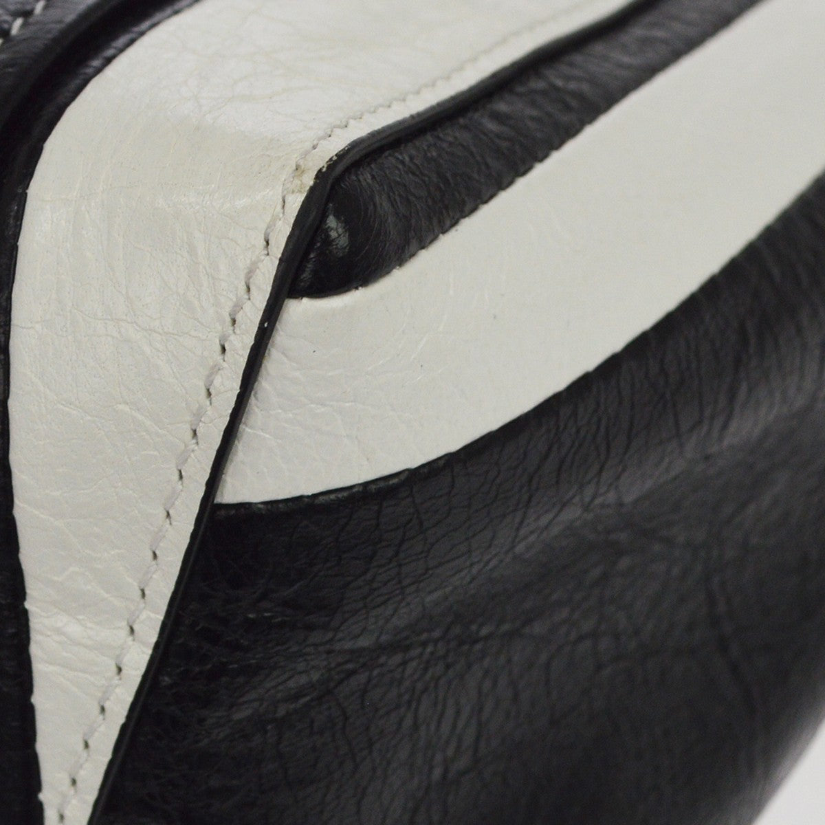 Balenciaga Barbes East West Shopper Tote Striped Leather Black Leather Tote Bag Bag (Pre-Owned)