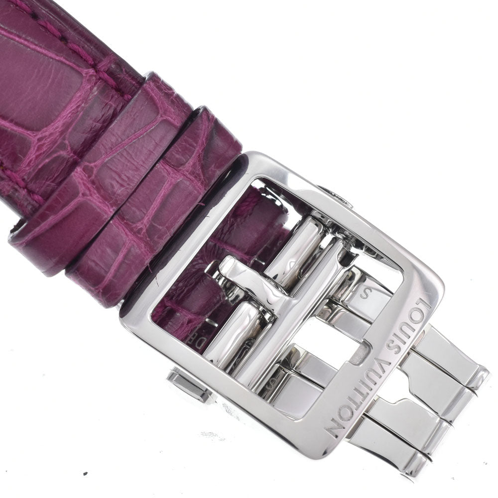 Louis Vuitton Tambour Quartz Stainless Steel And Monogram Vernis Watch (Pre-Owned)