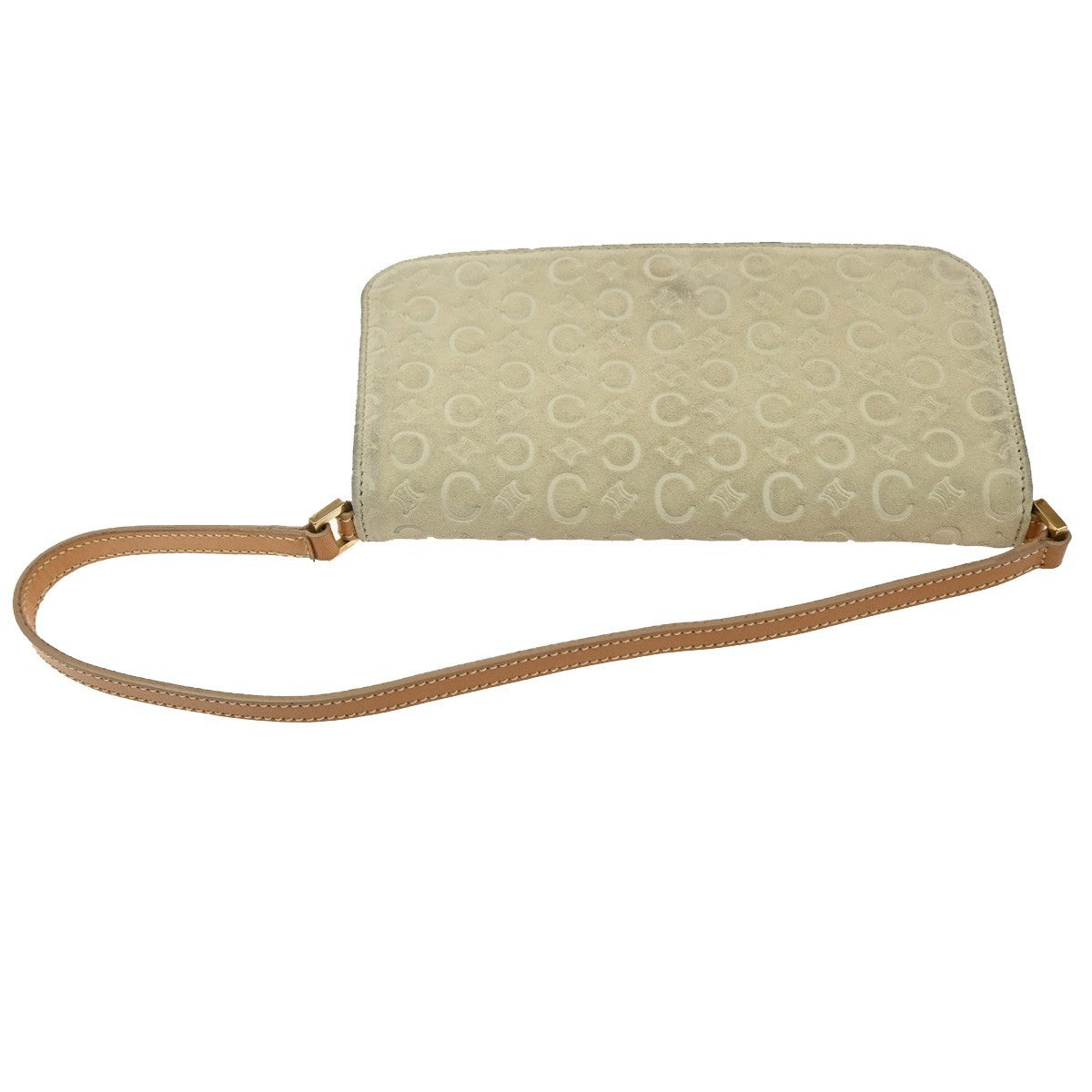 Celine C Macadam Shoulder Suede Beige Suede Handbag (Pre-Owned)