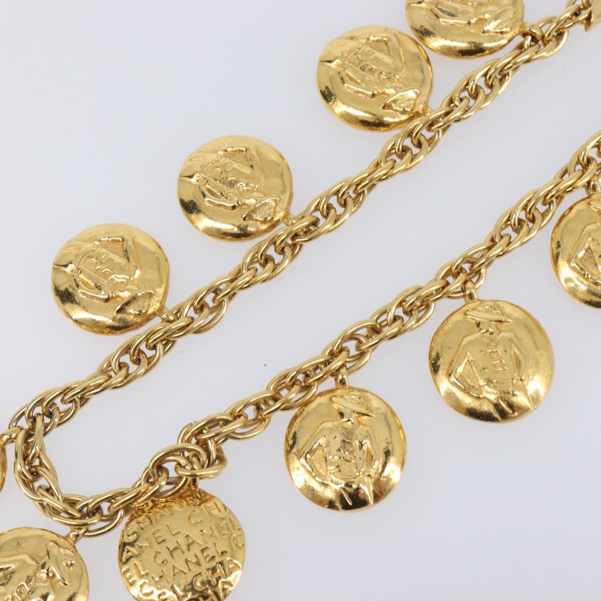 Chanel Vintage Diamond Coco Mademoiselle Long Metal Gold Metal Necklace Jewelry (Pre-Owned)