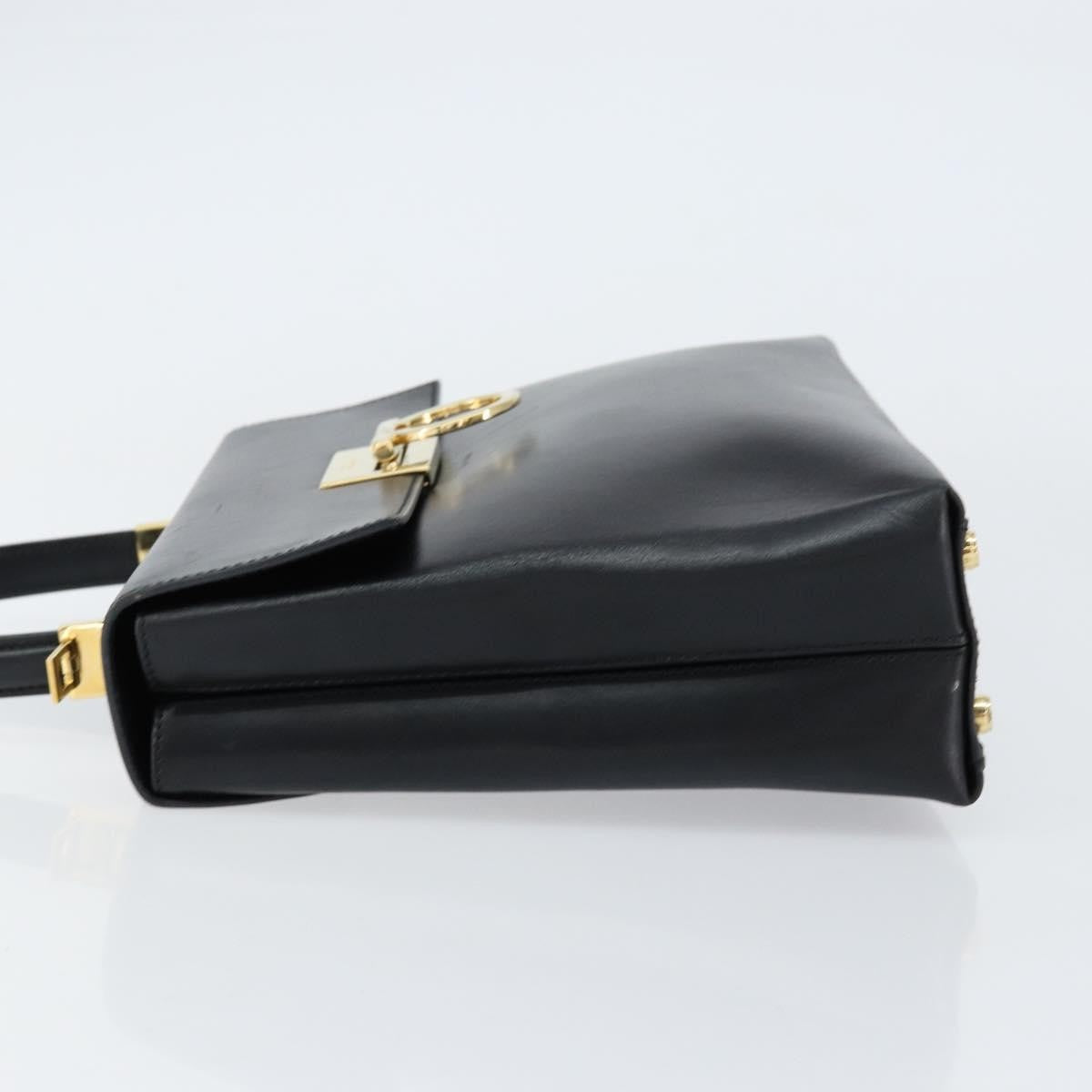 Salvatore Ferragamo Gancini Convertible Top Handle Leather Black Leather Handbag (Pre-Owned)