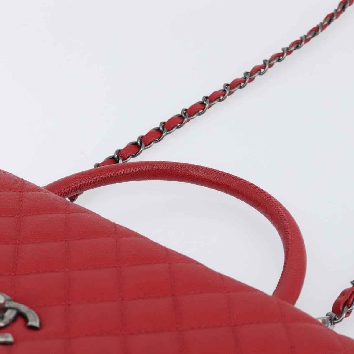 Chanel Coco Top Handle Caviar Red Calfskin Handbag (Pre-Owned)