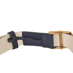 Gucci Men's Navy / White Fabric Brass Anchor Buckle Striped Belt 375191