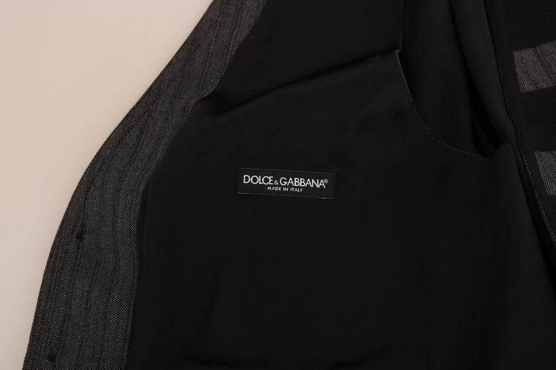 Dolce & Gabbana Gray Wool Patterned Slim Men's Vest