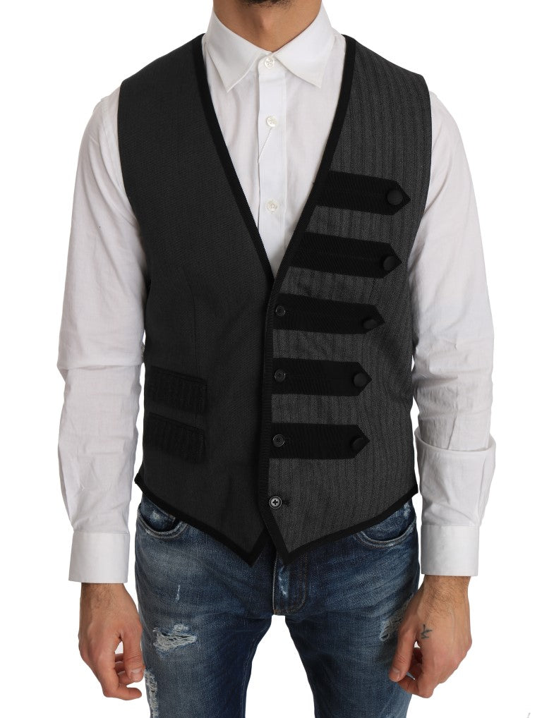 Dolce & Gabbana Elegant Gray Torrero Pattern Formal Men's Vest
