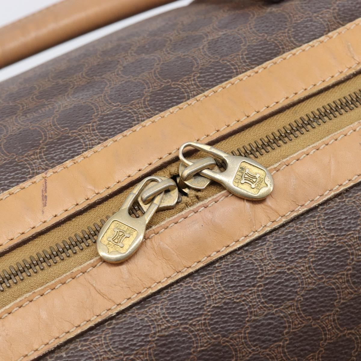 Celine Vintage Duffle Macadam Coated Canvas Brown Canvas Handbag (Pre-Owned)