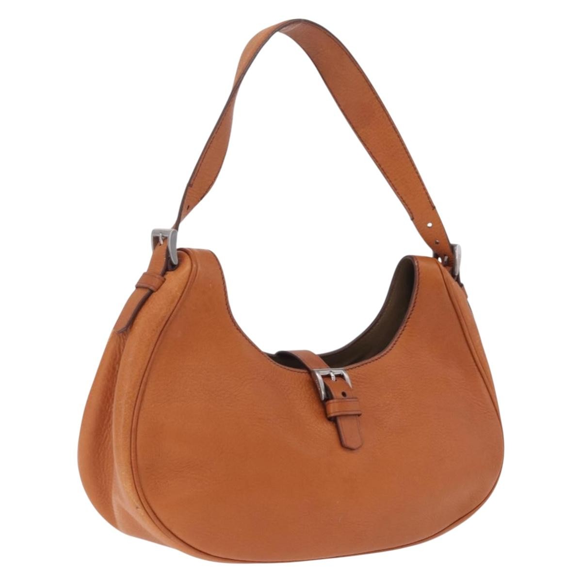 Prada Shoulder Leather Brown Leather Shoulder Bag Bag (Pre-Owned)