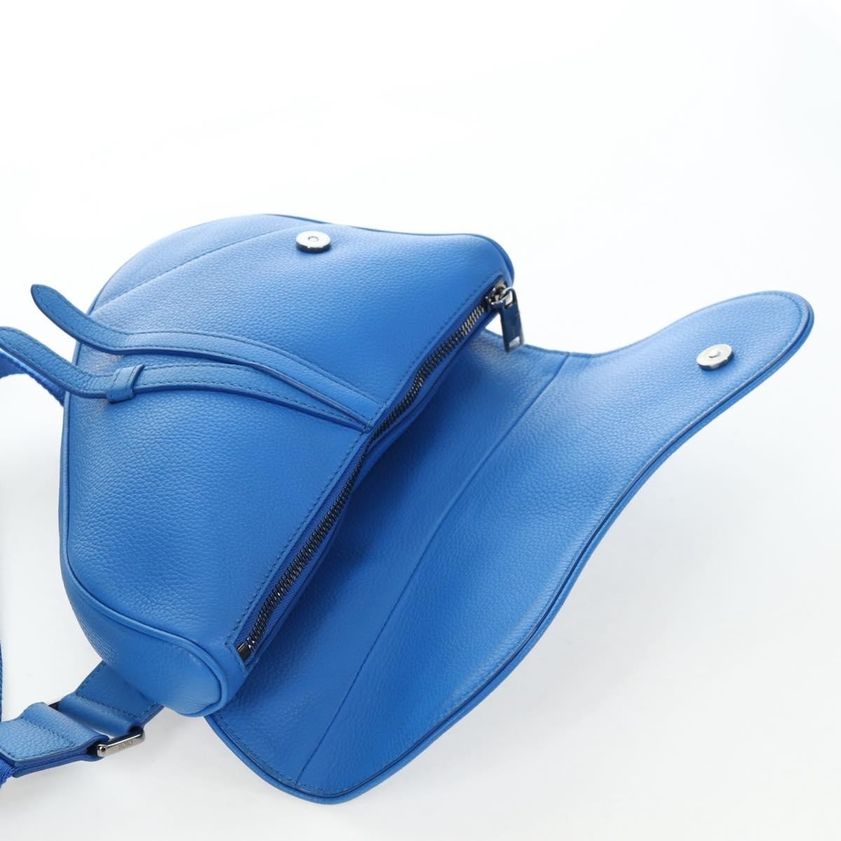 Christian Dior Saddle Leather Blue Leather Crossbody Bag Bag (Pre-Owned)