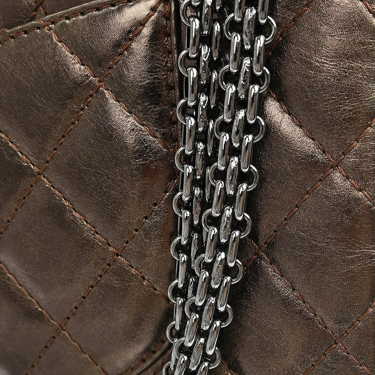 Chanel Reissue 2.55 Flap Quilted Metallic Aged Calfskin Brown Leather Handbag (Pre-Owned)