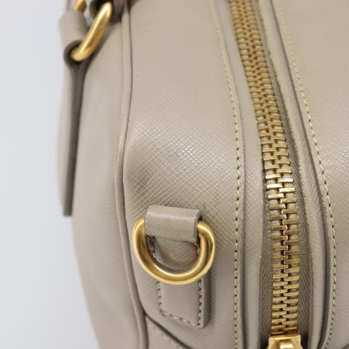 Prada Convertible Bauletto Saffiano Leather Gray Leather Handbag (Pre-Owned)