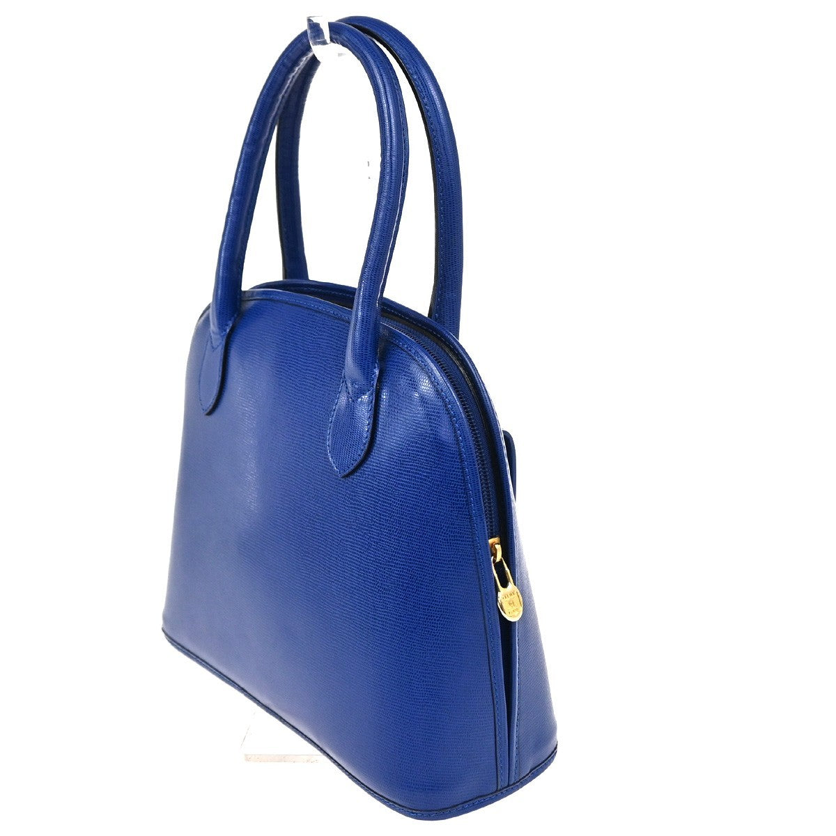 Celine Vintage Circle Logo Leather Blue Leather Handbag (Pre-Owned)