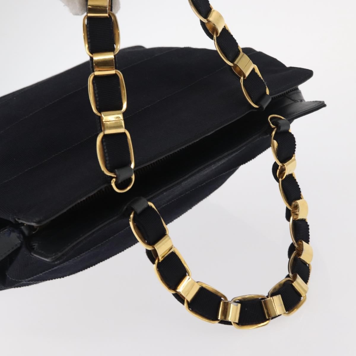 Salvatore Ferragamo Vala Canvas Navy Canvas Handbag (Pre-Owned)