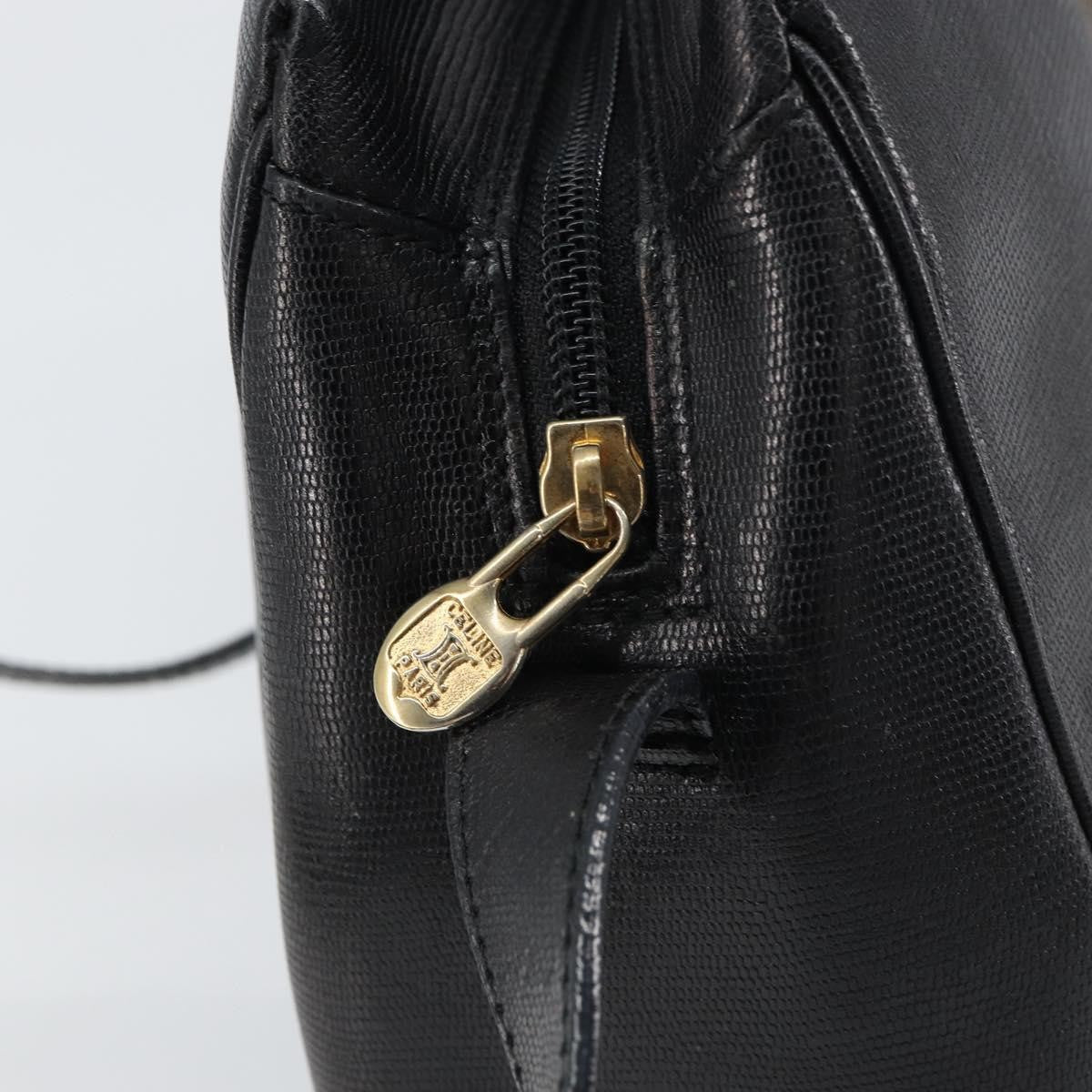 Celine Circle Logo Leather Black Leather Shoulder Bag Bag (Pre-Owned)