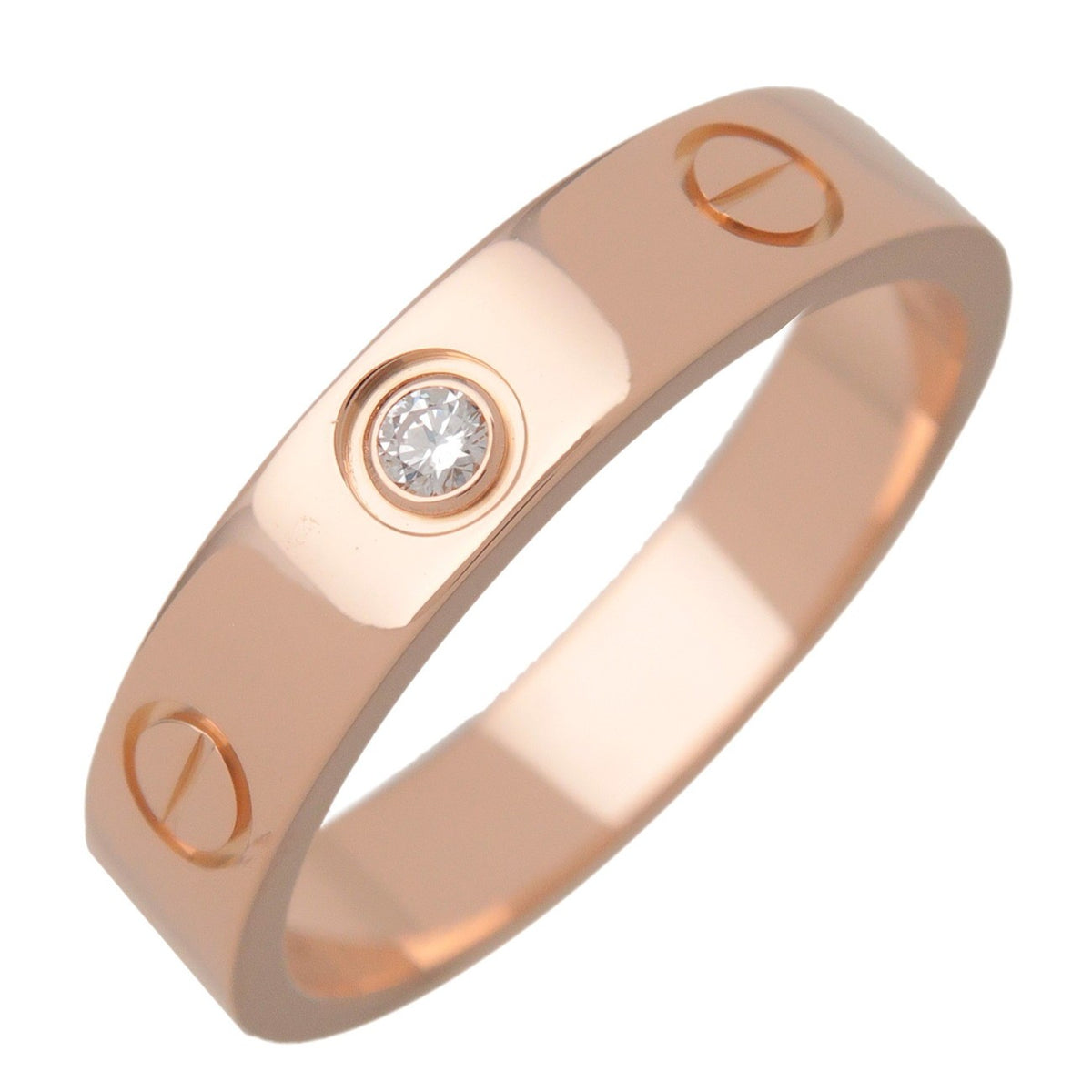 Cartier Love Wedding Band 1 Diamond 18K Rose Gold With Diamond Gold Rose_Gold Ring Jewelry (Pre-Owned)