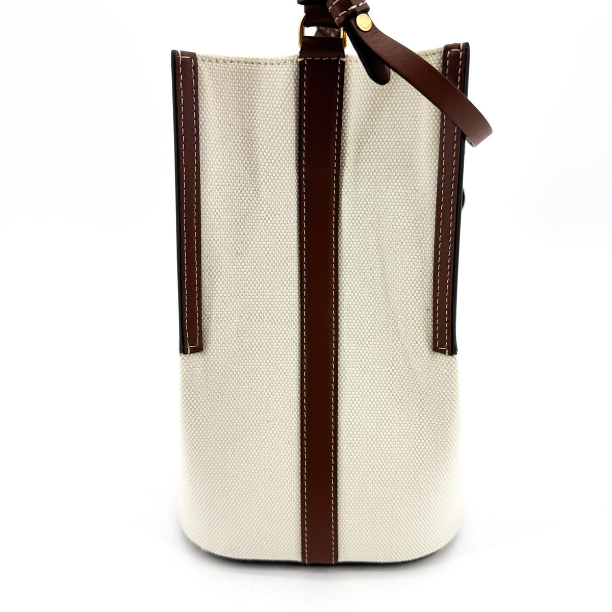 Burberry Peggy Logo Bucket Canvas Beige Canvas Handbag (Pre-Owned)