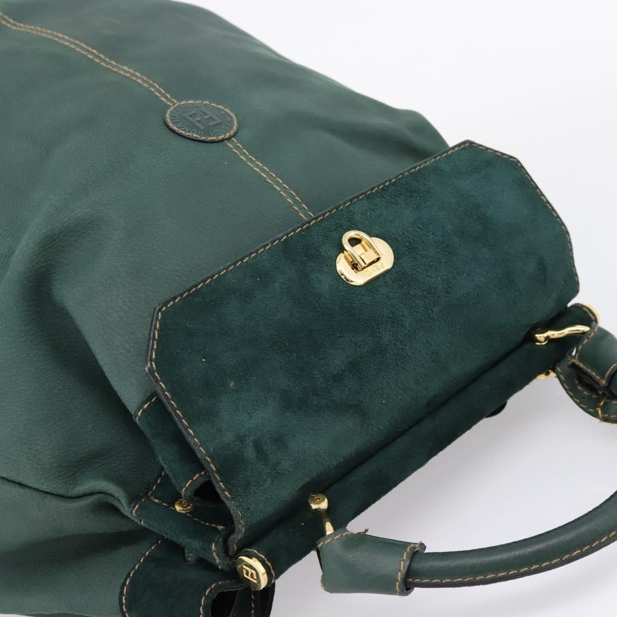 Fendi Handbag Suede Green Suede Handbag (Pre-Owned)