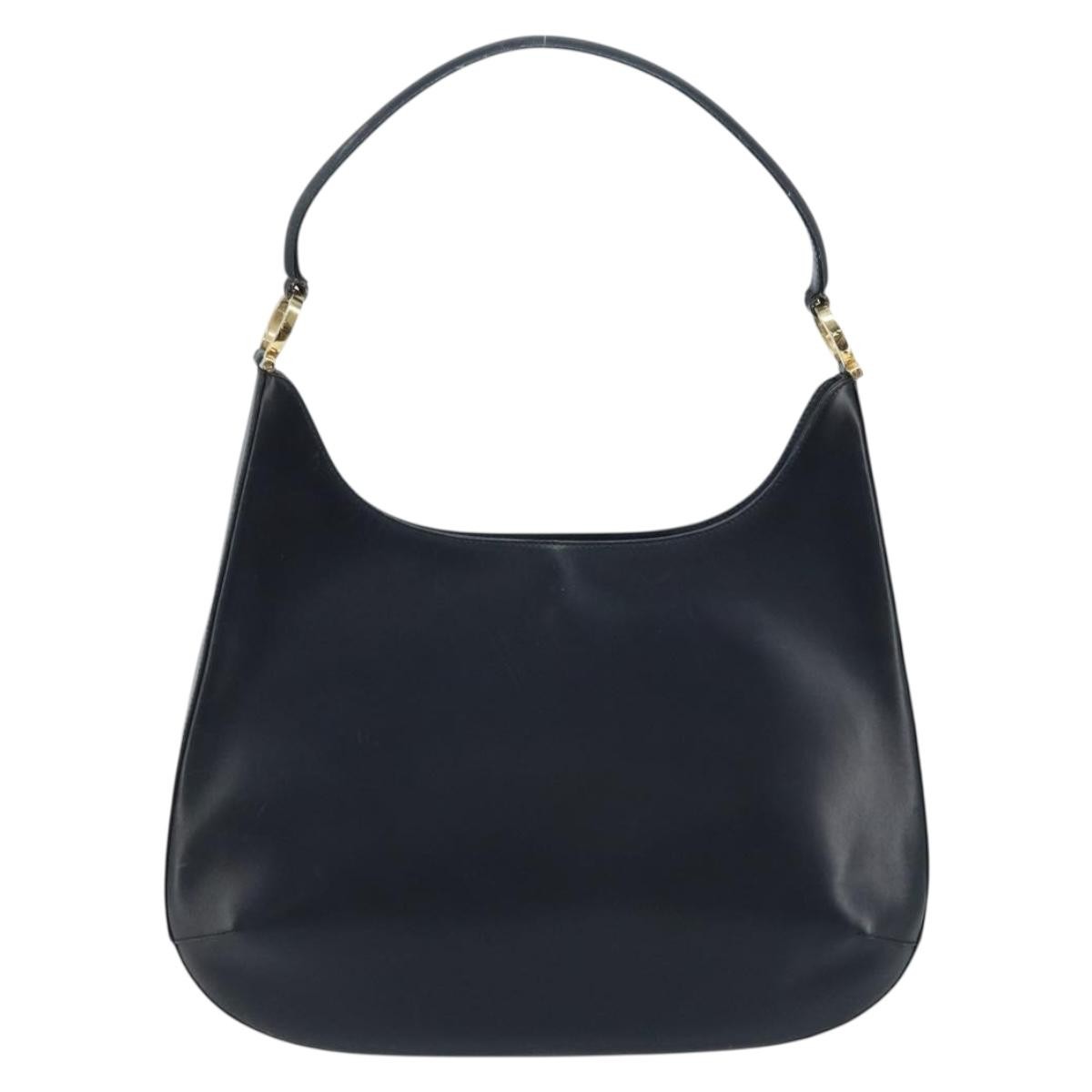 Salvatore Ferragamo Gancini Leather Navy Leather Handbag (Pre-Owned)