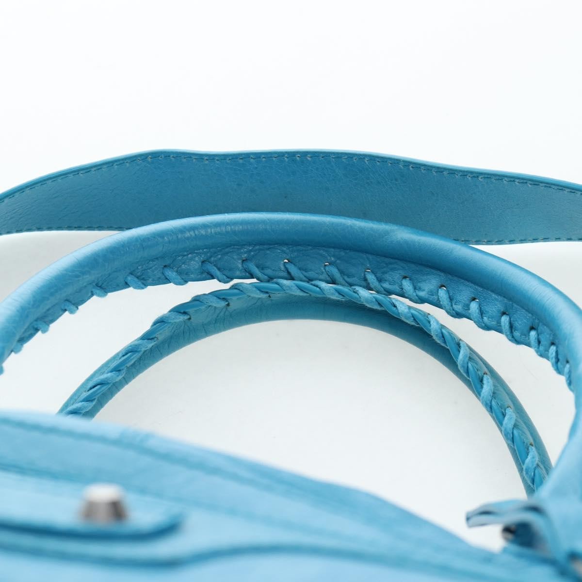 Balenciaga Squash Duffle Leather Blue Leather Handbag (Pre-Owned)