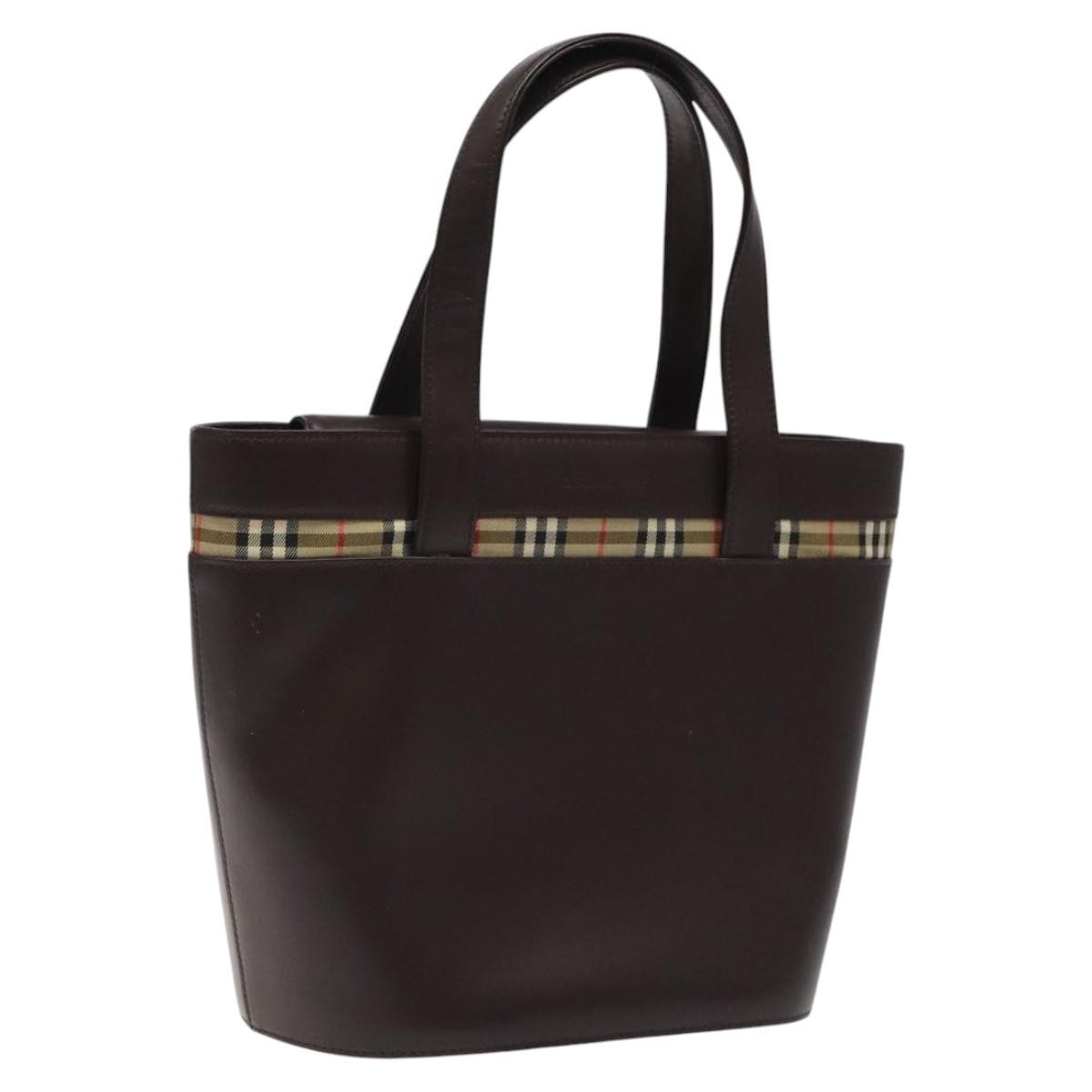 Burberry Nova Check Leather Brown Leather Handbag (Pre-Owned)