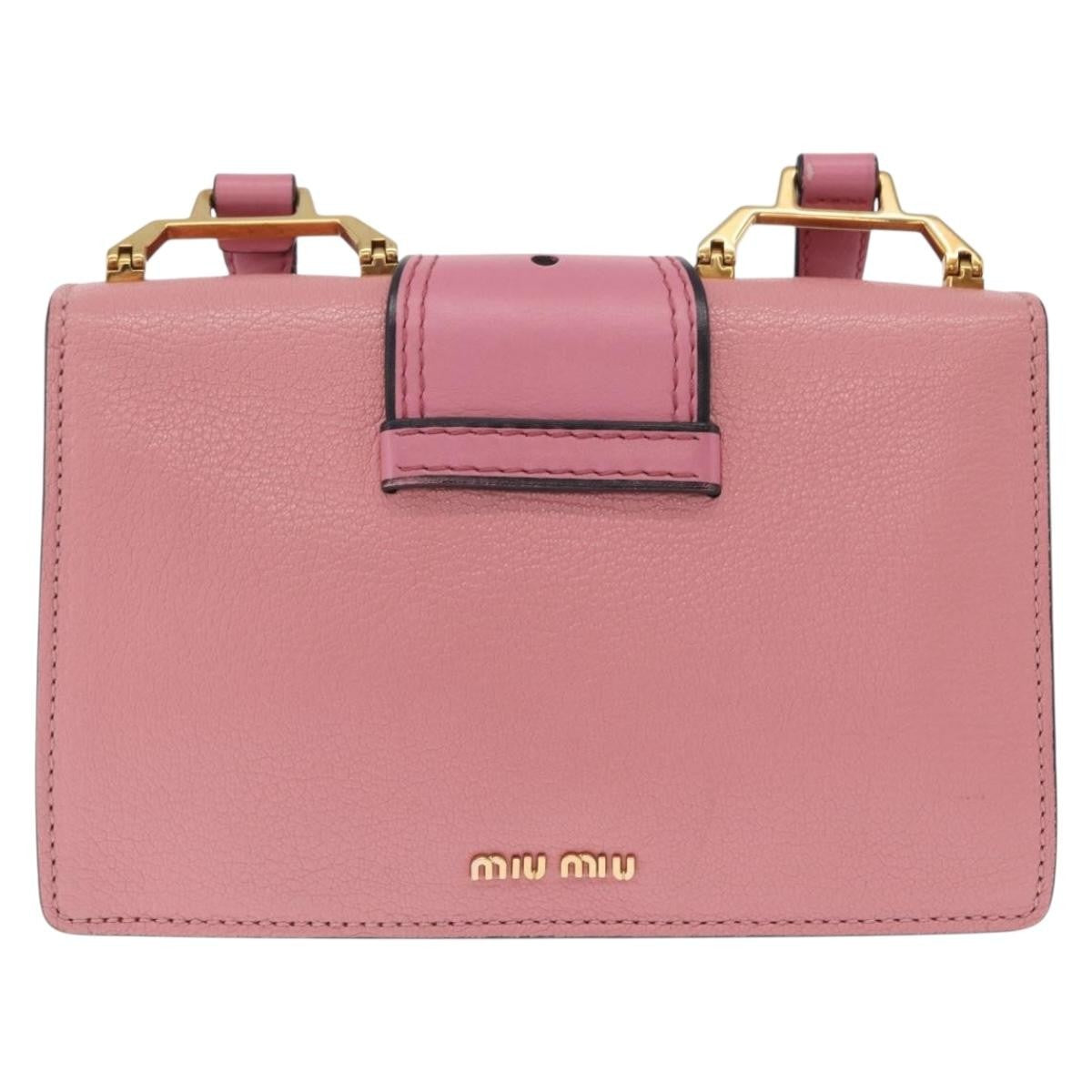 Miu Miu Madras Crystal Flap Leather Pink Leather Crossbody Bag Bag (Pre-Owned)