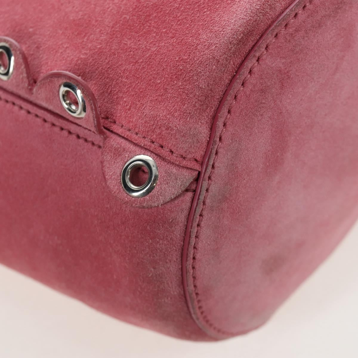 Miu Miu Convertible Bucket Leather With Applique Pink Suede Handbag (Pre-Owned)